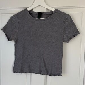 Target Wild Fable Charcoal Ribbed Lettuce Hem Crop Top medium